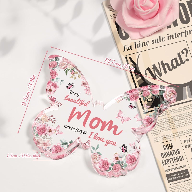 Eletorot Birthday Gifts for Mom: Butterfly-Shaped Acrylic Keepsake Mom Gifts from Daughter Son  Unique Mom Birthday Gifts  5x3.8 inch Mothers Day Thanksgiving Christmas Gifts for Mom - Image 5